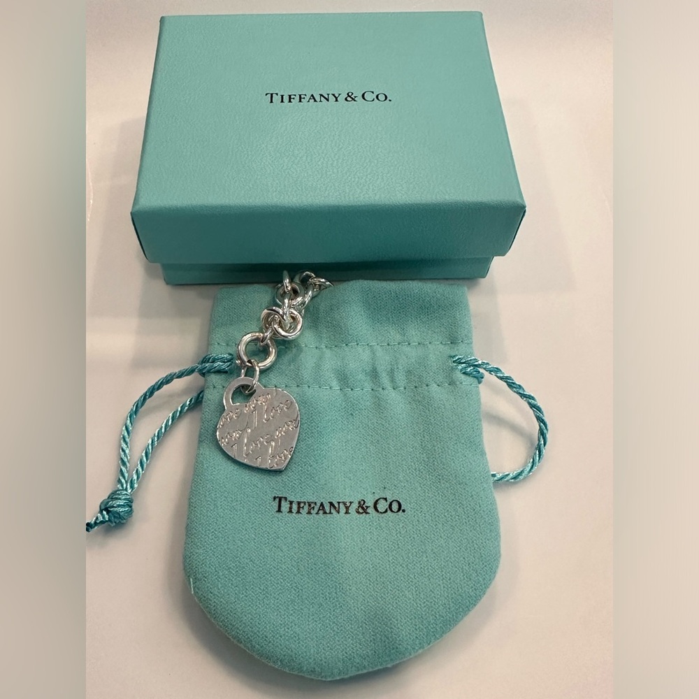 Tiffany & Co. Silver Bracelet with “I Love You” Charm